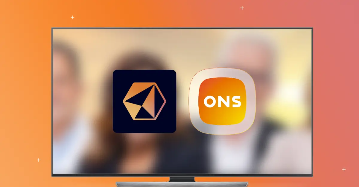 ONS TV en Kompas Publishing logo op een breedbeeld tv-scherm.