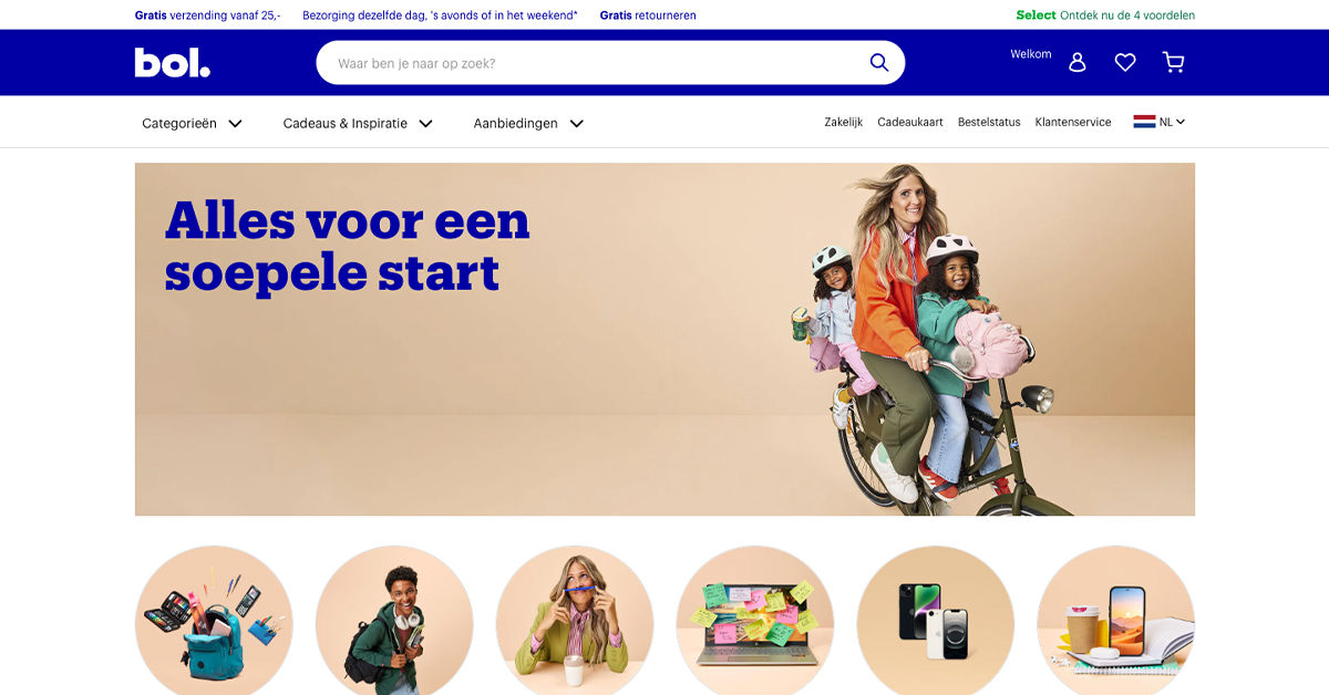 Back to school pagina van bol.com 