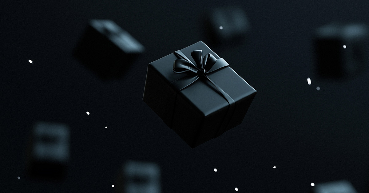 Zwart, vliegend cadeautje